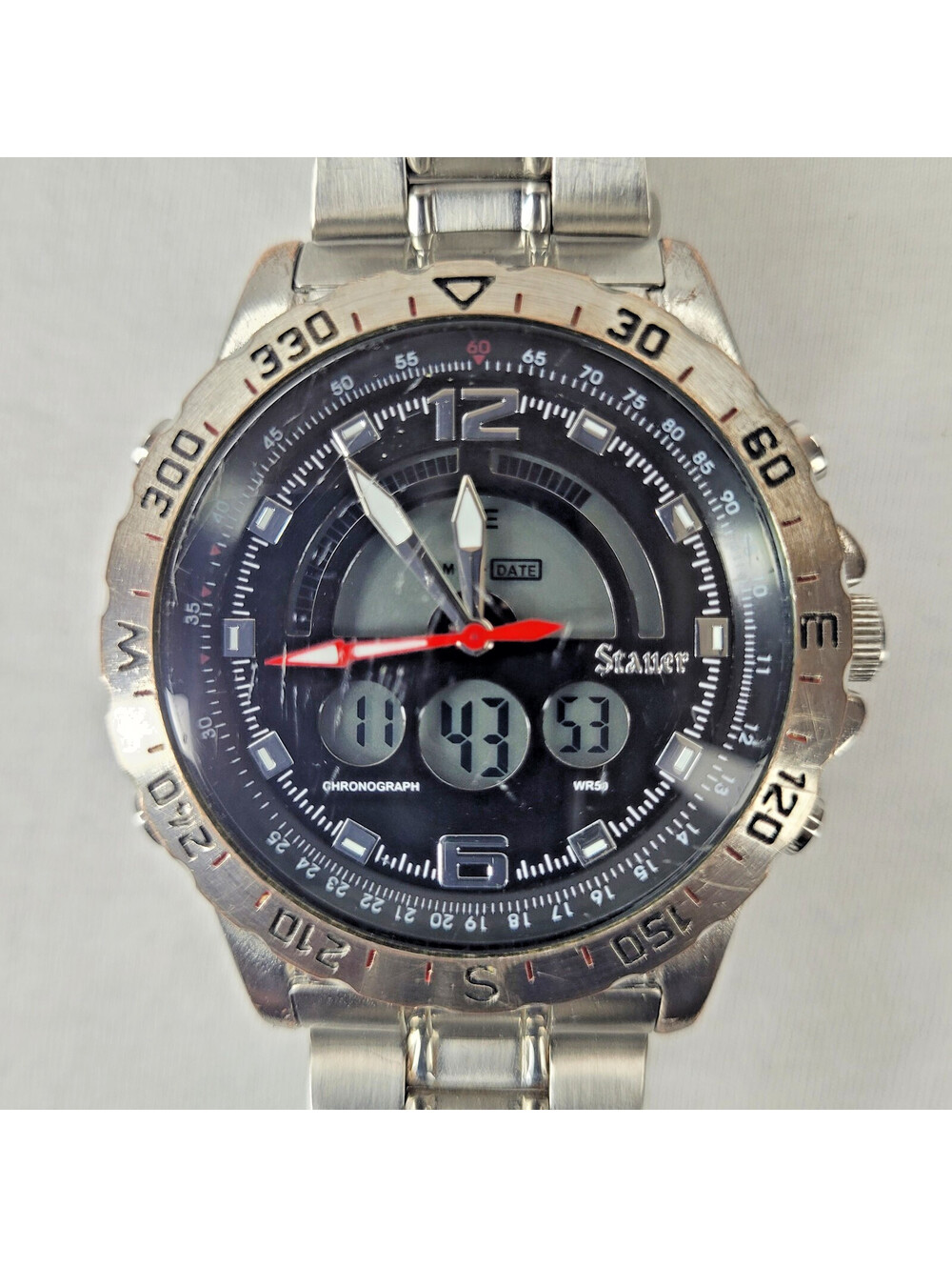 Stauer 19093 Compendium Hybrid Watch Mens 47mm Analog Digital Chronograph